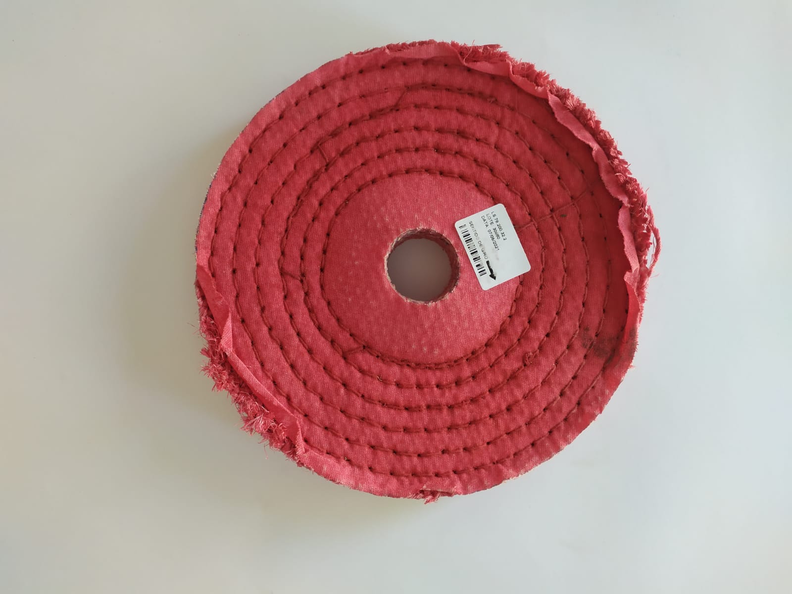 Roda de polir sisal resinada rosa 200mm furo central 32mm