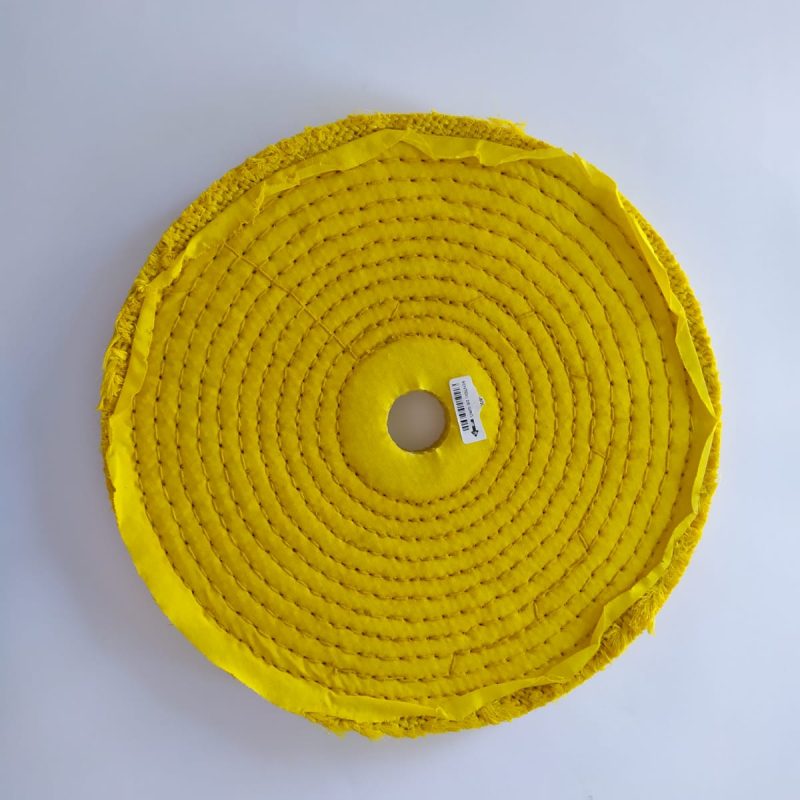 Roda polir resinada amarela 200mm furo central 32mm